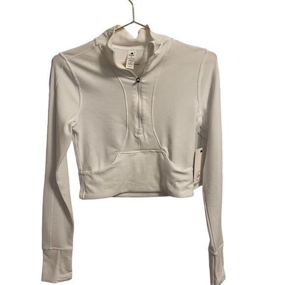 90 Degree by Reflex White Long Sleeve Cropped Quarter Zip Small NWT - Picture 1 of 5
